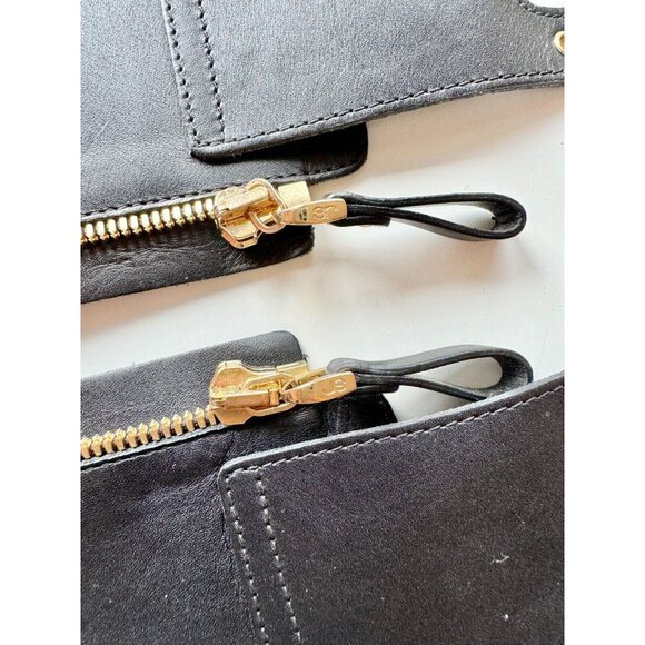SERGIO ROSSI Black Leather Gold Tone Zipper Buckle Replacement Ankle Cuffs - Picture 6 of 12